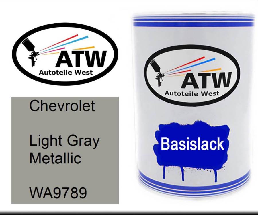 Chevrolet, Light Gray Metallic, WA9789: 500ml Lackdose, von ATW Autoteile West.